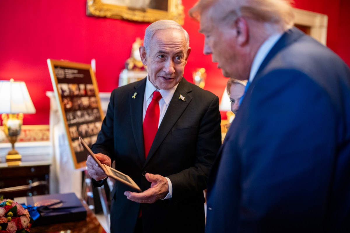 President Donald Trump and Israeli Prime Minister Benjamin Netanyahu speak in the Red Room before a dinner, Monday, July 7, 2025, at the White House. (Official White House Photo by Daniel Torok)