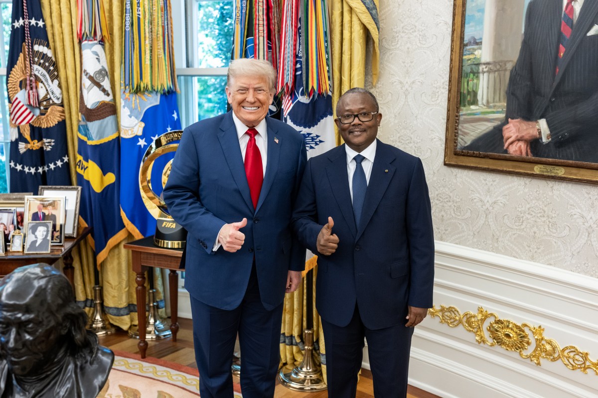 President Donald Trump greets President Donald Trump greets President Umaro Sissoco Embalo of Guinea-Bissau in the Oval Office, Wednesday, July 9, 2025, before a multilateral luncheon with African leaders. (Official White House Photo by Daniel Torok)