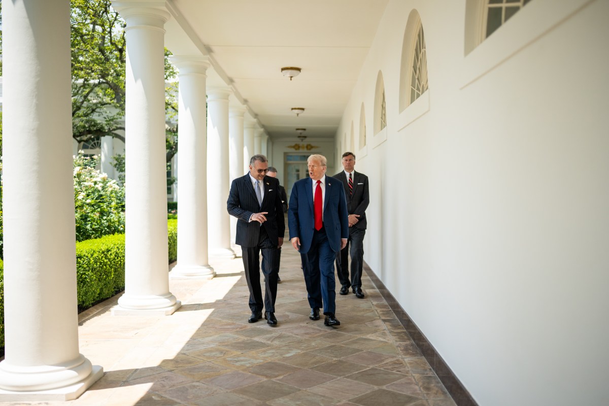 President Donald Trump walks with Massad Boulos on the West Colonnade, Wednesday, July 9, 2025, before a multilateral luncheon with African leaders.(Official White House Photo by Daniel Torok)