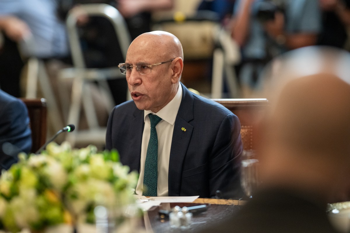 President Mohamed Ould Cheikh El Ghazouani of Mauritania speaks as President Donald Trump hosts a multilateral luncheon with African leaders, Wednesday, July 9, 2025, in the State Dining Room. (Official White House Photo by Daniel Torok)