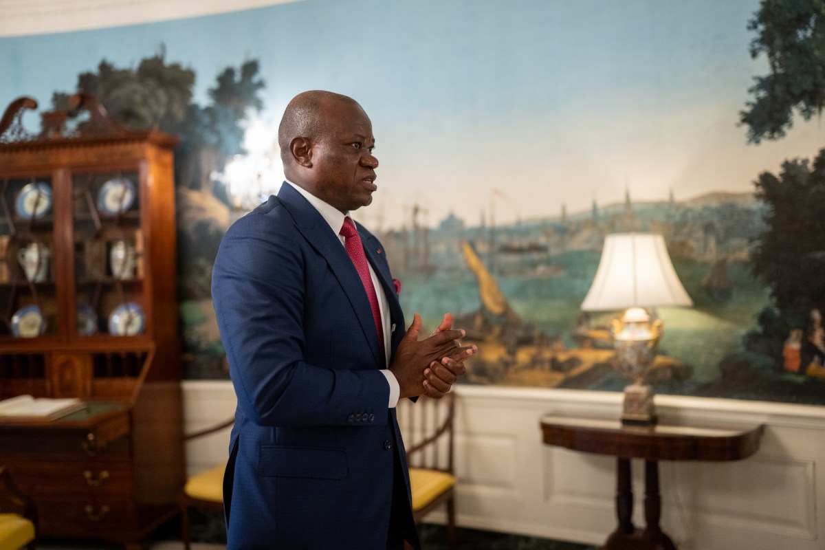 President Brice Clotaire Oligui Nguema of Gabon signs the guest book in the Diplomatic Reception Room in the White House, Wednesday, July 9, 2025, before attending a multilateral luncheon with President Donald Trump and other African leaders. (Official White House Photo by Molly Riley)