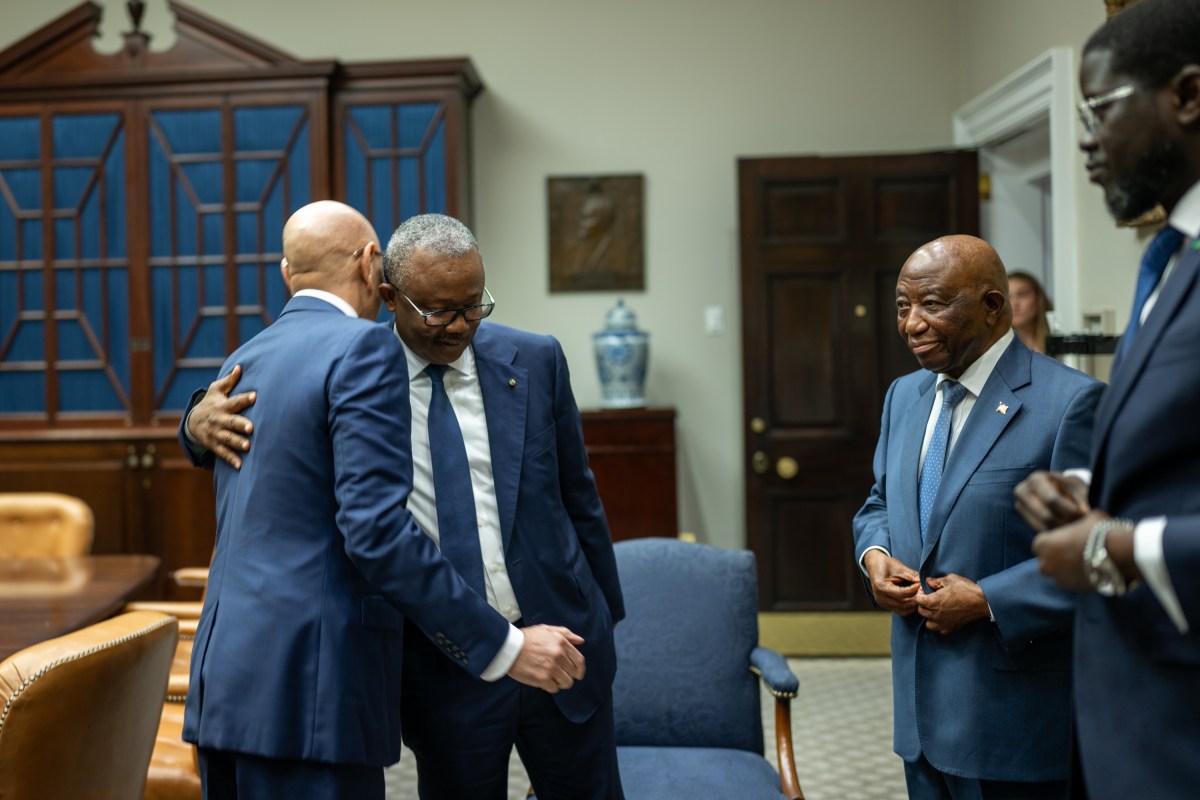 Leaders of Gabon, Senegal, Liberia, Gunea-Bissau, and Mauritania wait in the Roosevelt Room of the White House, Wednesday, July 9, 2025, before attending a multilateral luncheon with President Donald Trump and other African leaders. (Official White House Photo by Molly Riley)
