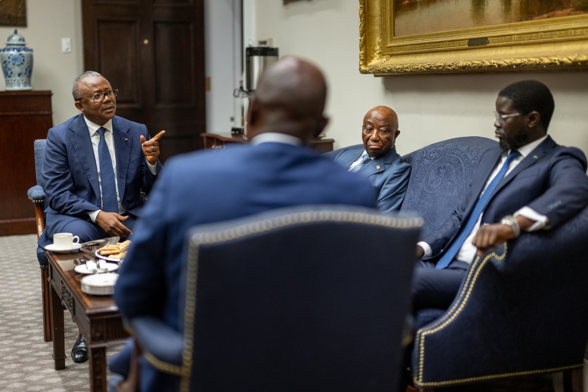 Leaders of Gabon, Senegal, Liberia, Gunea-Bissau, and Mauritania wait in the Roosevelt Room of the White House, Wednesday, July 9, 2025, before attending a multilateral luncheon with President Donald Trump and other African leaders. (Official White House Photo by Molly Riley)