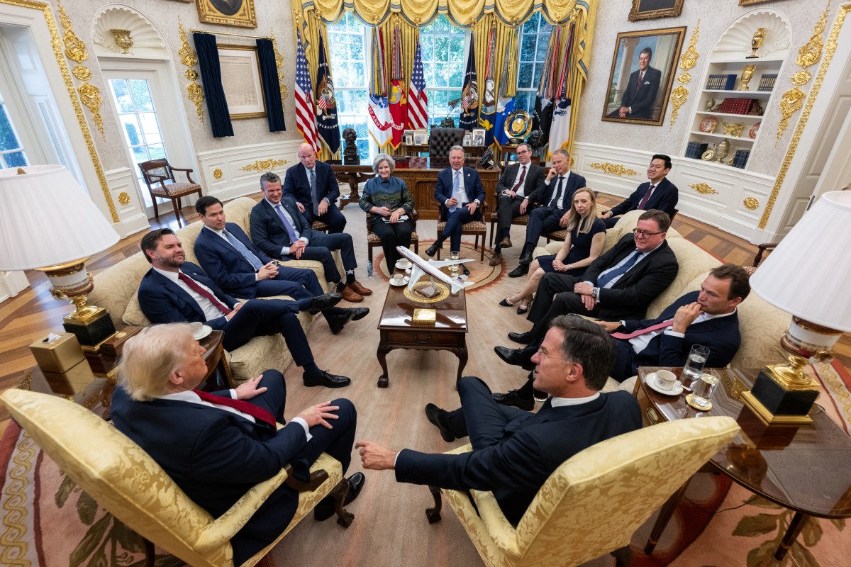 President Donald Trump meets with NATO Secretary Mark Rutte, Monday, July 14, 2025, in the Oval Office. (Official White House Photo by Daniel Torok)