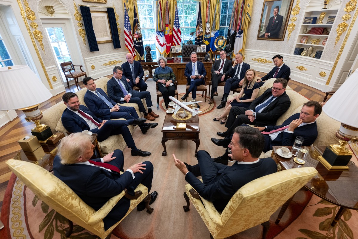 President Donald Trump meets with NATO Secretary Mark Rutte, Monday, July 14, 2025, in the Oval Office. (Official White House Photo by Daniel Torok)