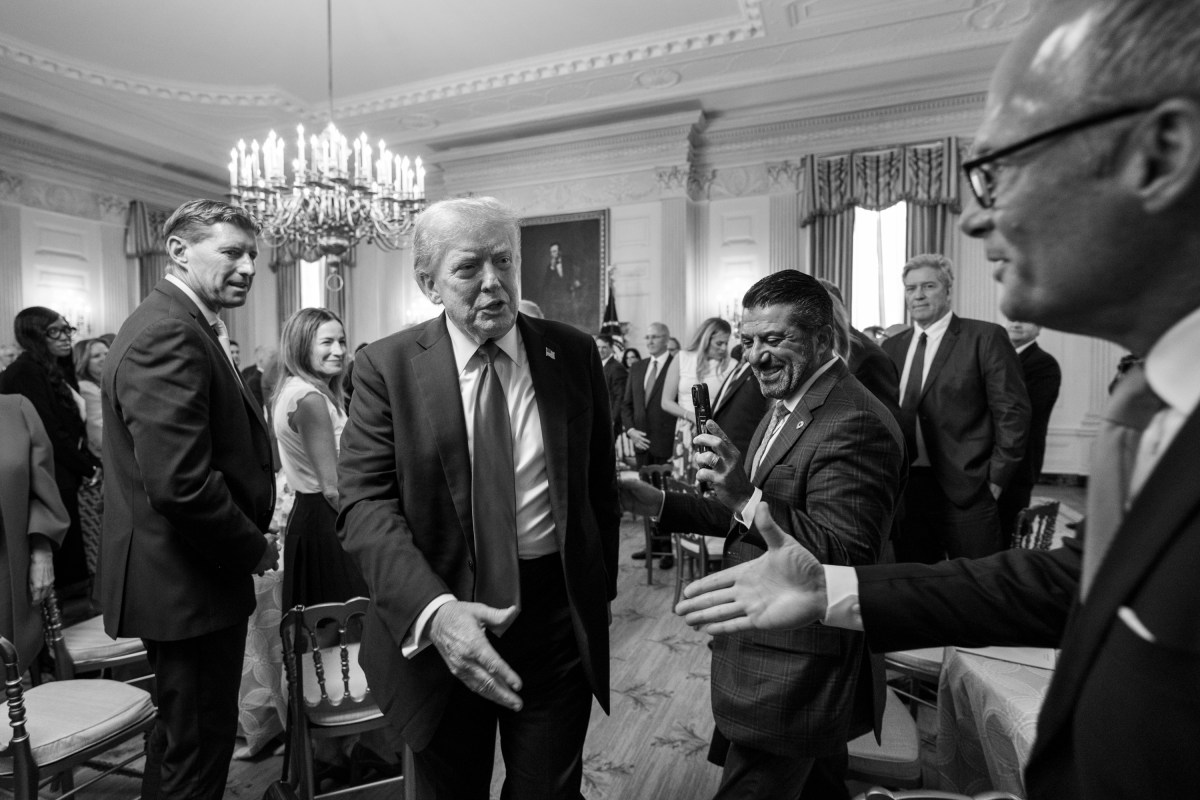 President Donald Trump departs the State Dining Room after attending a luncheon and briefing with the White House Faith Office, Monday, July 14, 2025. (Official White House Photo by Joyce N. Boghosian)
