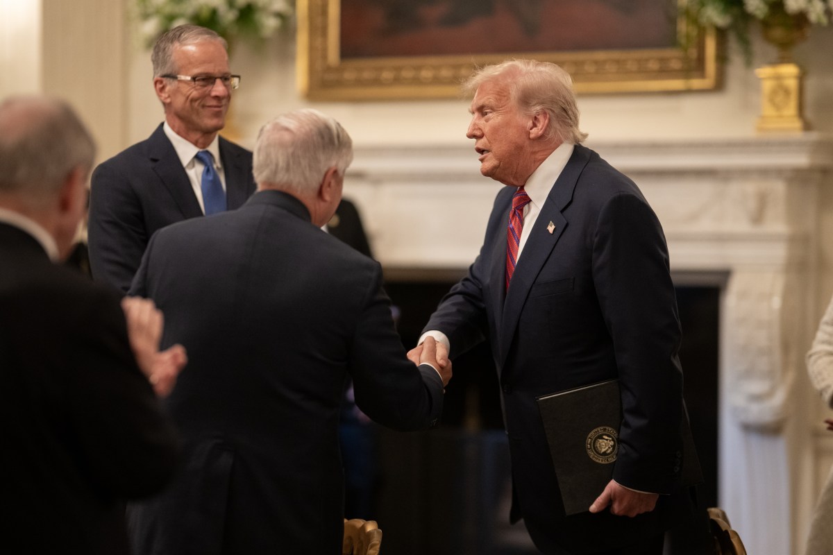 President Donald Trump delivers remarks at a dinner for GOP Senators, Friday, July 18, 2025, in the State Dining Room of the White House. (Official White House Photo by Daniel Torok)