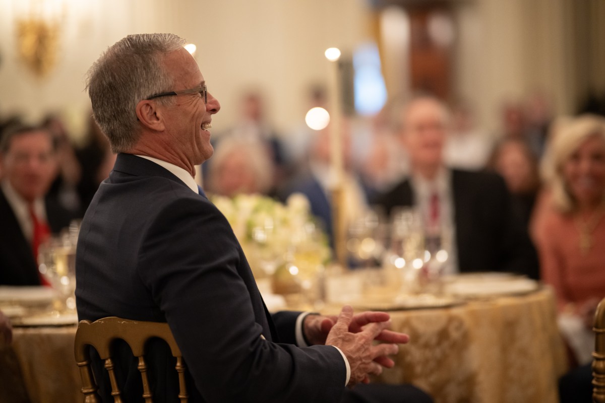 President Donald Trump delivers remarks at a dinner for GOP Senators, Friday, July 18, 2025, in the State Dining Room of the White House. (Official White House Photo by Daniel Torok)