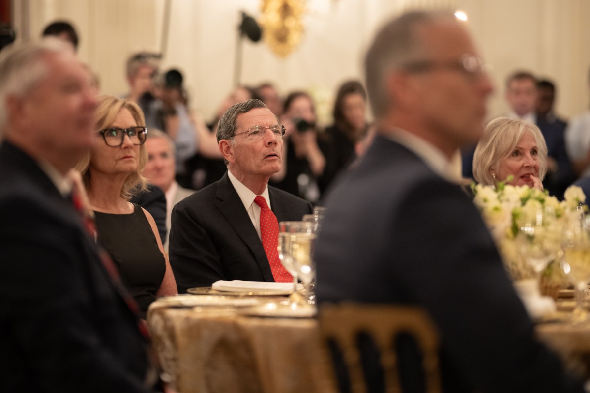 President Donald Trump delivers remarks at a dinner for GOP Senators, Friday, July 18, 2025, in the State Dining Room of the White House. (Official White House Photo by Daniel Torok)