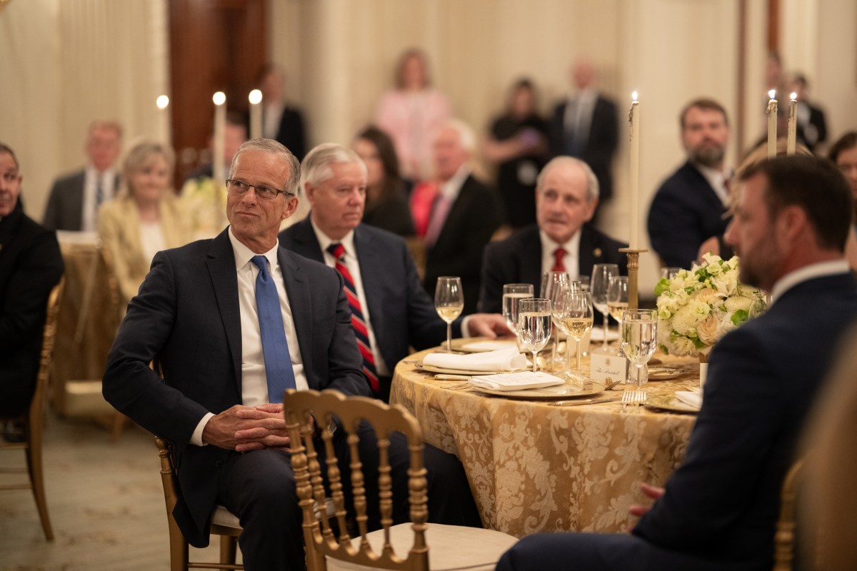 President Donald Trump delivers remarks at a dinner for GOP Senators, Friday, July 18, 2025, in the State Dining Room of the White House. (Official White House Photo by Daniel Torok)