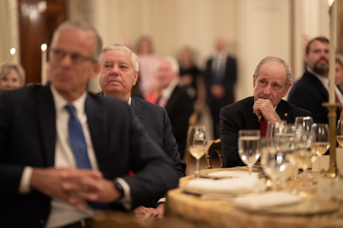 President Donald Trump delivers remarks at a dinner for GOP Senators, Friday, July 18, 2025, in the State Dining Room of the White House. (Official White House Photo by Daniel Torok)