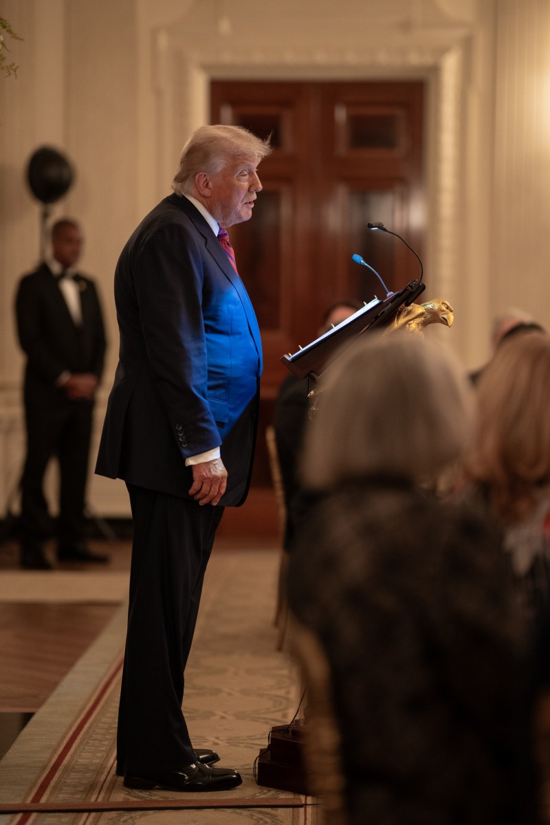 President Donald Trump delivers remarks at a dinner for GOP Senators, Friday, July 18, 2025, in the State Dining Room of the White House. (Official White House Photo by Daniel Torok)