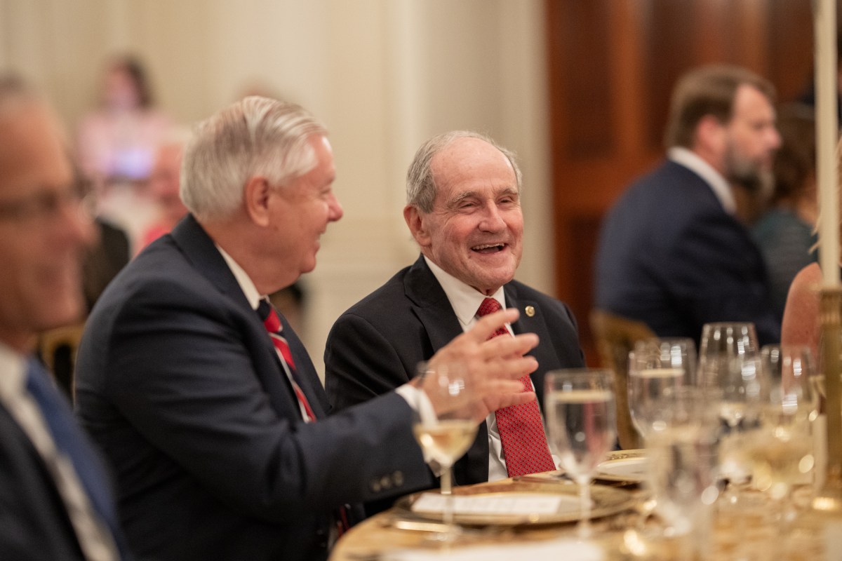 President Donald Trump delivers remarks at a dinner for GOP Senators, Friday, July 18, 2025, in the State Dining Room of the White House. (Official White House Photo by Molly Riley)