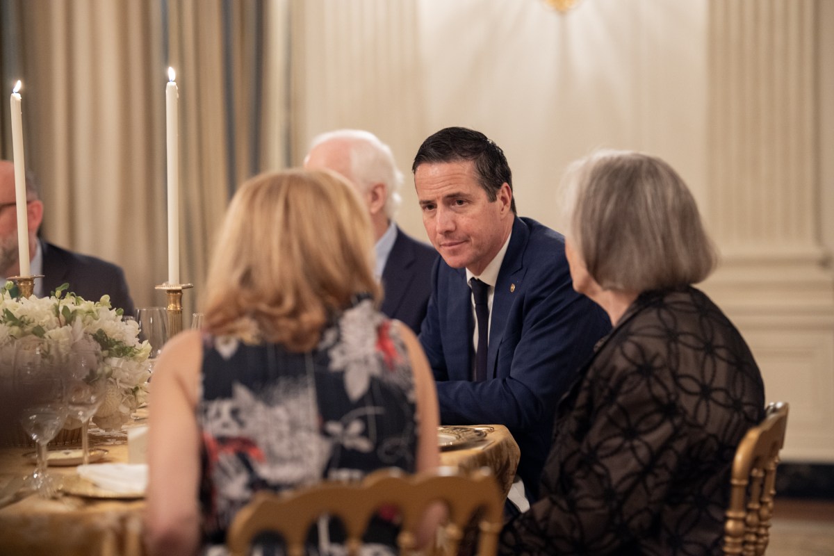 President Donald Trump delivers remarks at a dinner for GOP Senators, Friday, July 18, 2025, in the State Dining Room of the White House. (Official White House Photo by Molly Riley)