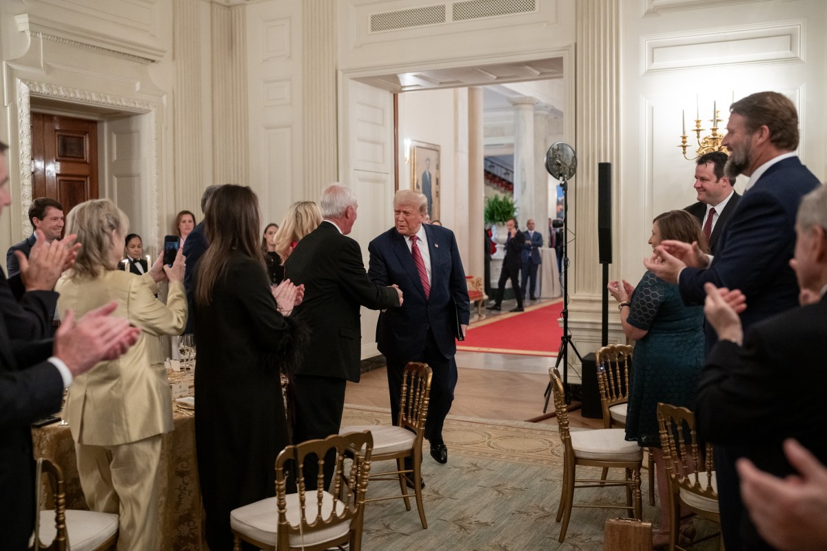 President Donald Trump delivers remarks at a dinner for GOP Senators, Friday, July 18, 2025, in the State Dining Room of the White House. (Official White House Photo by Molly Riley)