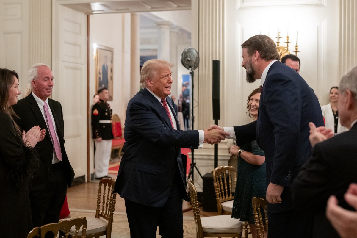 President Donald Trump delivers remarks at a dinner for GOP Senators, Friday, July 18, 2025, in the State Dining Room of the White House. (Official White House Photo by Molly Riley)