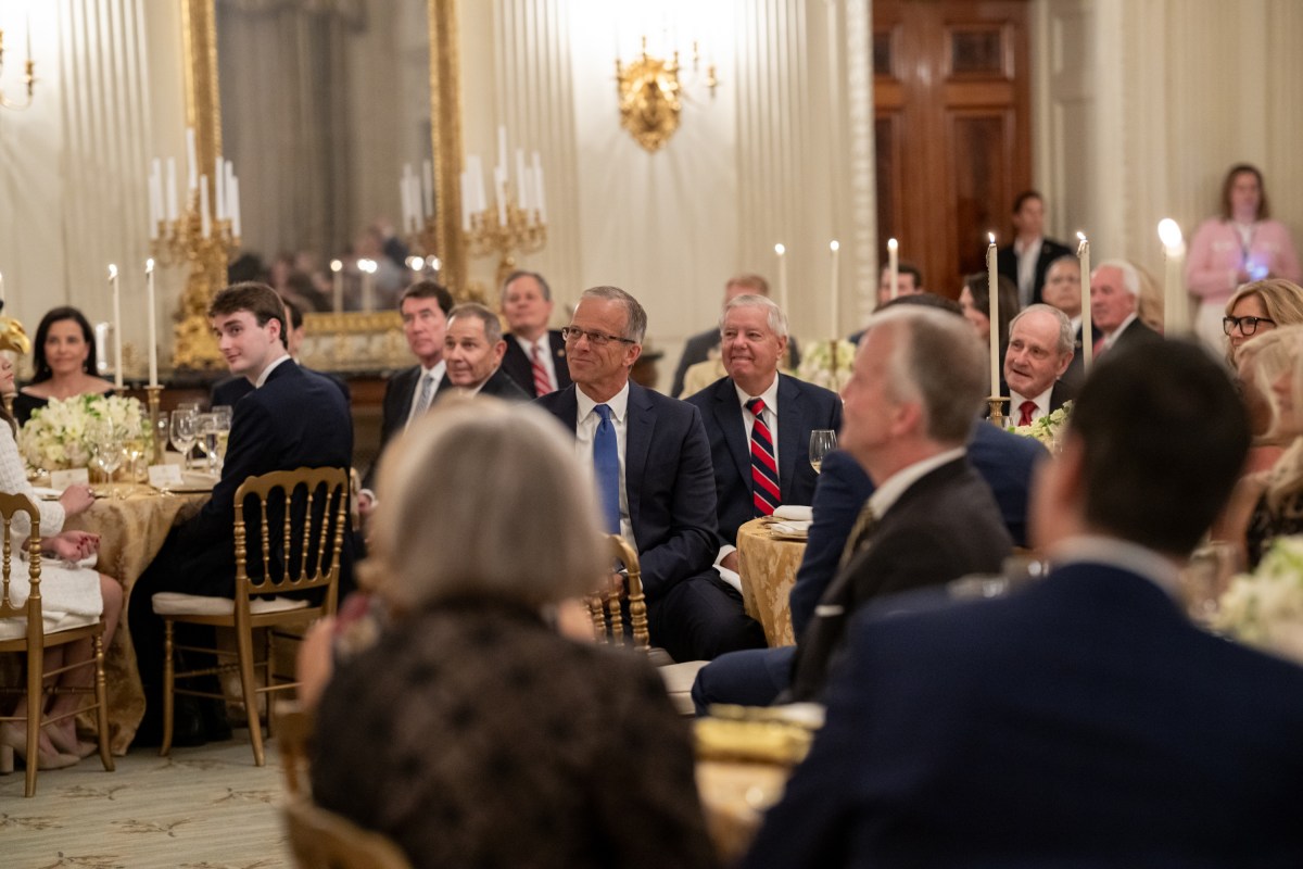 President Donald Trump delivers remarks at a dinner for GOP Senators, Friday, July 18, 2025, in the State Dining Room of the White House. (Official White House Photo by Molly Riley)
