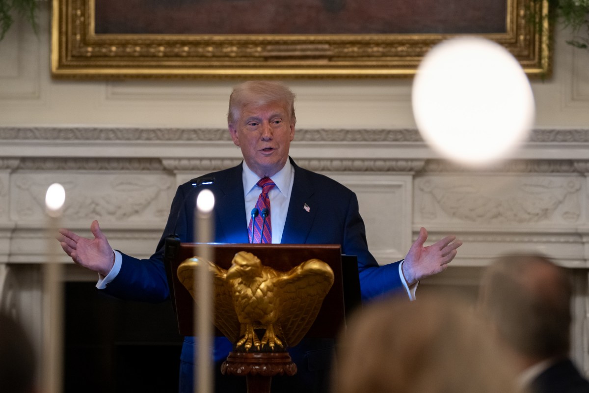 President Donald Trump delivers remarks at a dinner for GOP Senators, Friday, July 18, 2025, in the State Dining Room of the White House. (Official White House Photo by Molly Riley)
