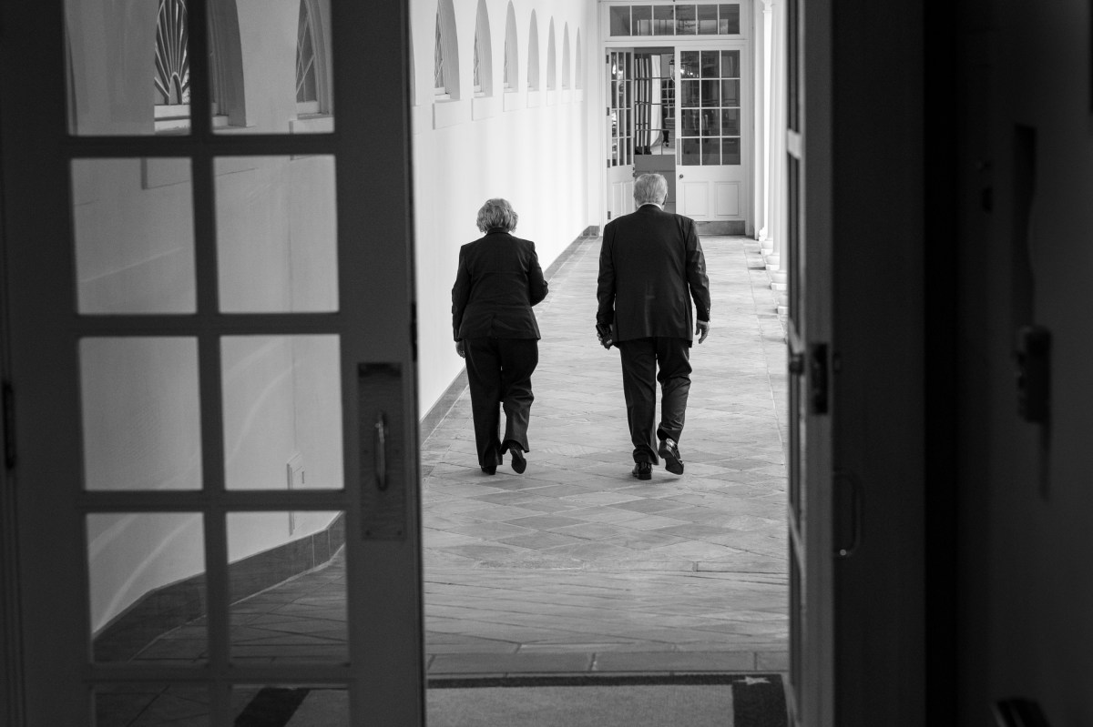 President Donald Trump walks with Chief of Staff Susie Wiles on the West Colonnade, Monday, July 21, 2025. (Official White House Photo by Joyce N. Boghosian)