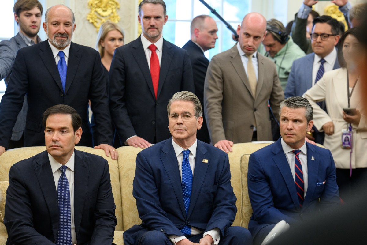 Secretary of State Marco Rubio, Secretary of the Treasury Scott Bessent, and Secretary of Defense Pete Hegseth look on as President Donald Trump and President Ferdinand Marcos Jr. of the Philippines participate in a bilateral meeting, Tuesday, July 22, 2025, in the Oval Office. (Official White House Photo by Daniel Torok)