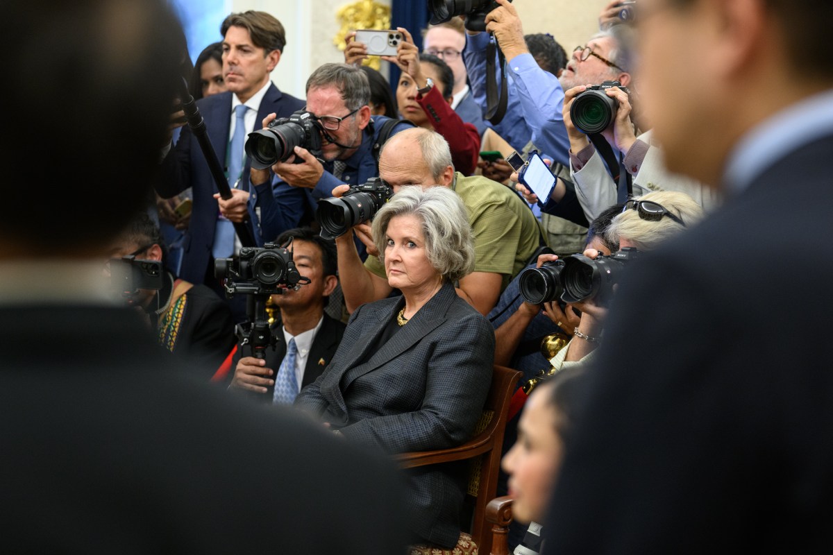 Chief of Staff Susie Wiles looks on as President Donald Trump and President Ferdinand Marcos Jr. of the Philippines participate in a bilateral meeting, Tuesday, July 22, 2025, in the Oval Office. (Official White House Photo by Daniel Torok)