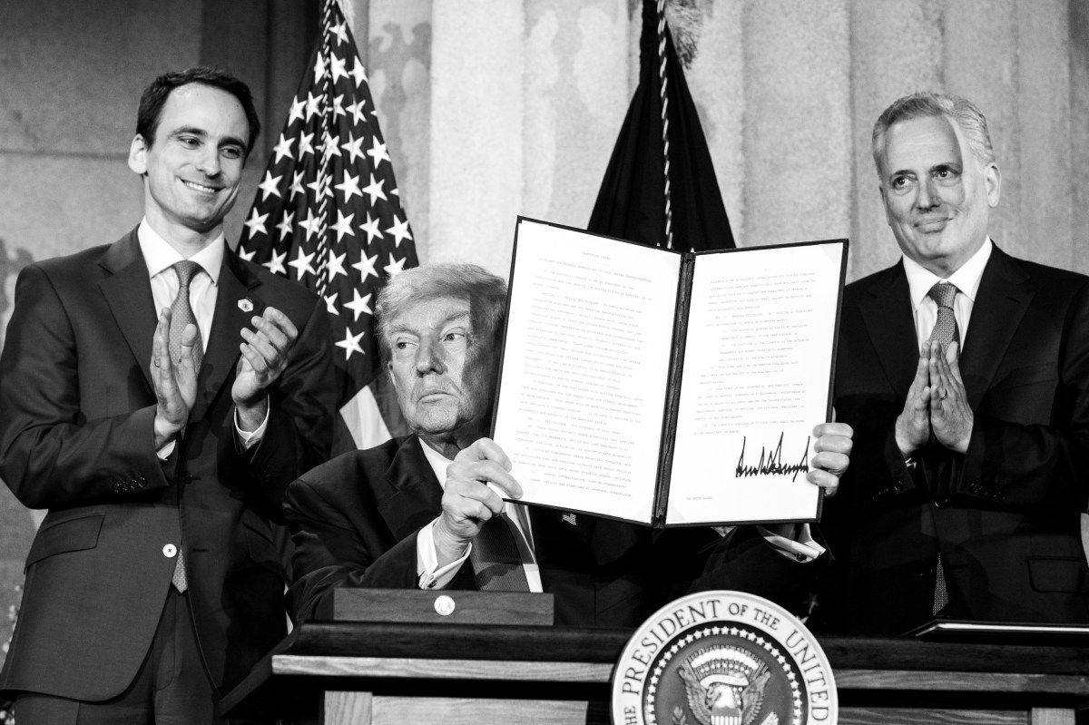 President Donald Trump signs Executive Orders at the White House AI Summit at Andrew W. Mellon Auditorium in Washington, D.C., Wednesday, July 23, 2025. (Official White House Photo by Joyce N. Boghosian)