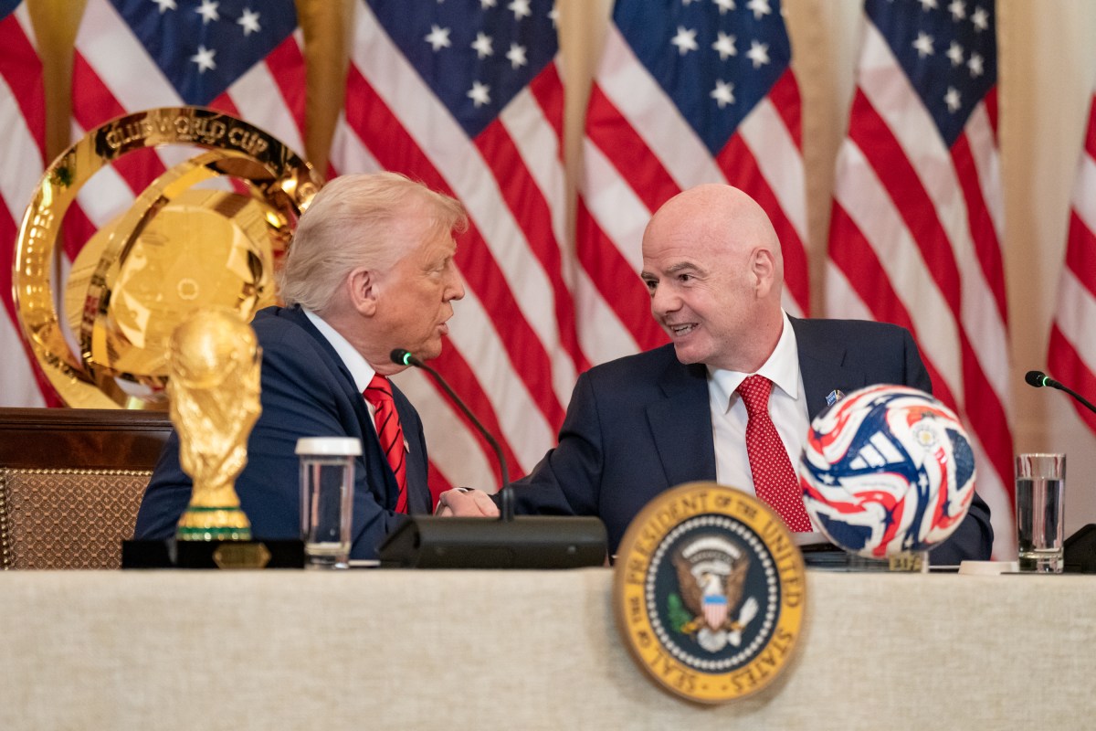 President Donald Trump and Vice President JD Vance attend a FIFA Task Force meeting, Tuesday, May 6, 2025, in the East Room. (Official White House Photo by Emily J. Higgins)