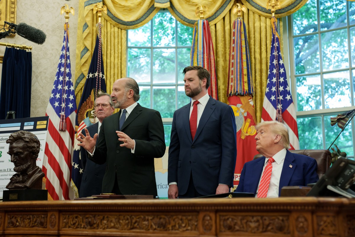 President Donald Trump is joined by Secretary of Commerce Howard Lutnick, Vice President JD Vance, British Ambassador Peter Mandelson, U.S. Trade Representative Jamieson Greer, and Secretary of Agriculture Brooke Rollins, while announcing a trade agreement with the U.K., Thursday, May 8, 2025, in the Oval Office. (Official White House Photo by Emily J. Higgins)