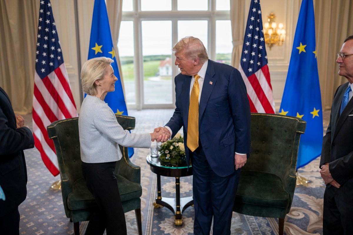 President Donald J. Trump participates in a Bilateral with the President of the European
Commission Ursula von der Leyen at the Trump Turnberry golf course in Turnberry, Scotland, Friday, July 27, 2025. (Official White House Photo by Daniel Torok)