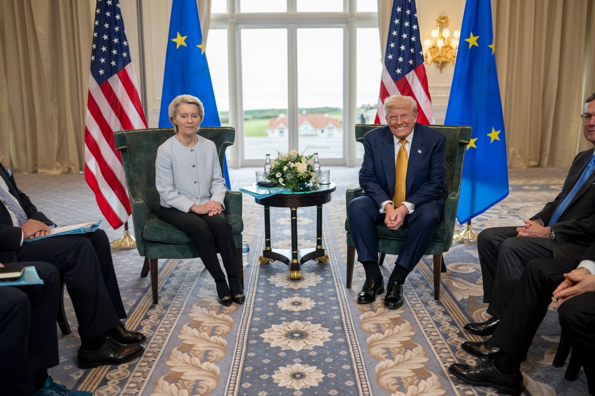 President Donald J. Trump participates in a Bilateral with the President of the European
Commission Ursula von der Leyen at the Trump Turnberry golf course in Turnberry, Scotland, Friday, July 27, 2025. (Official White House Photo by Daniel Torok)