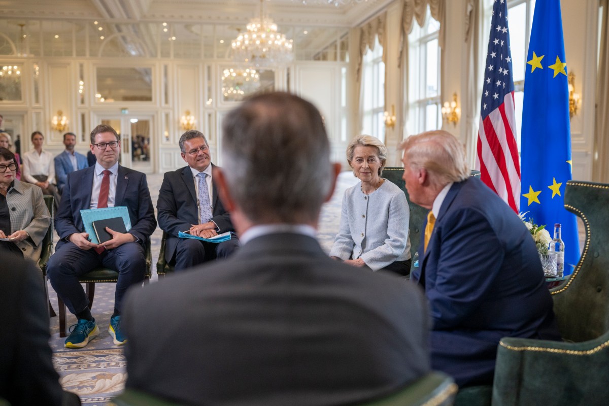 President Donald J. Trump participates in a Bilateral with the President of the European
Commission Ursula von der Leyen at the Trump Turnberry golf course in Turnberry, Scotland, Friday, July 27, 2025. (Official White House Photo by Daniel Torok)