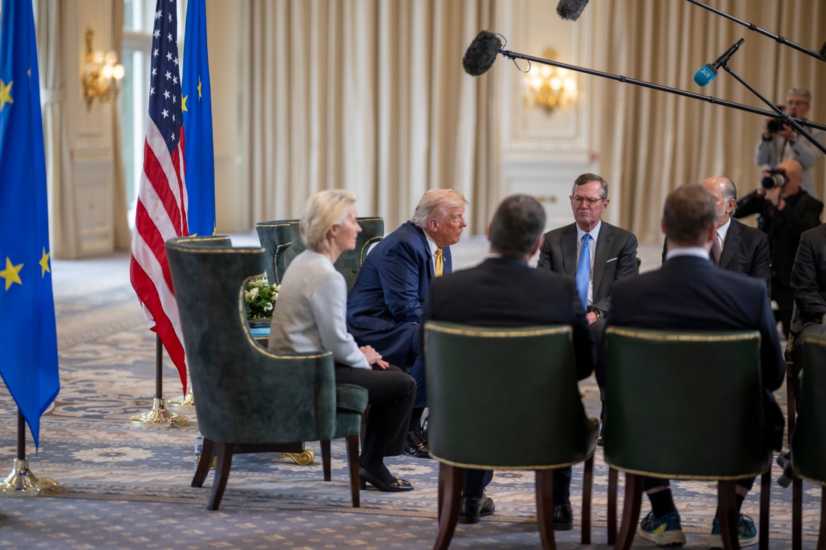 President Donald J. Trump participates in a Bilateral with the President of the European
Commission Ursula von der Leyen at the Trump Turnberry golf course in Turnberry, Scotland, Friday, July 27, 2025. (Official White House Photo by Daniel Torok)