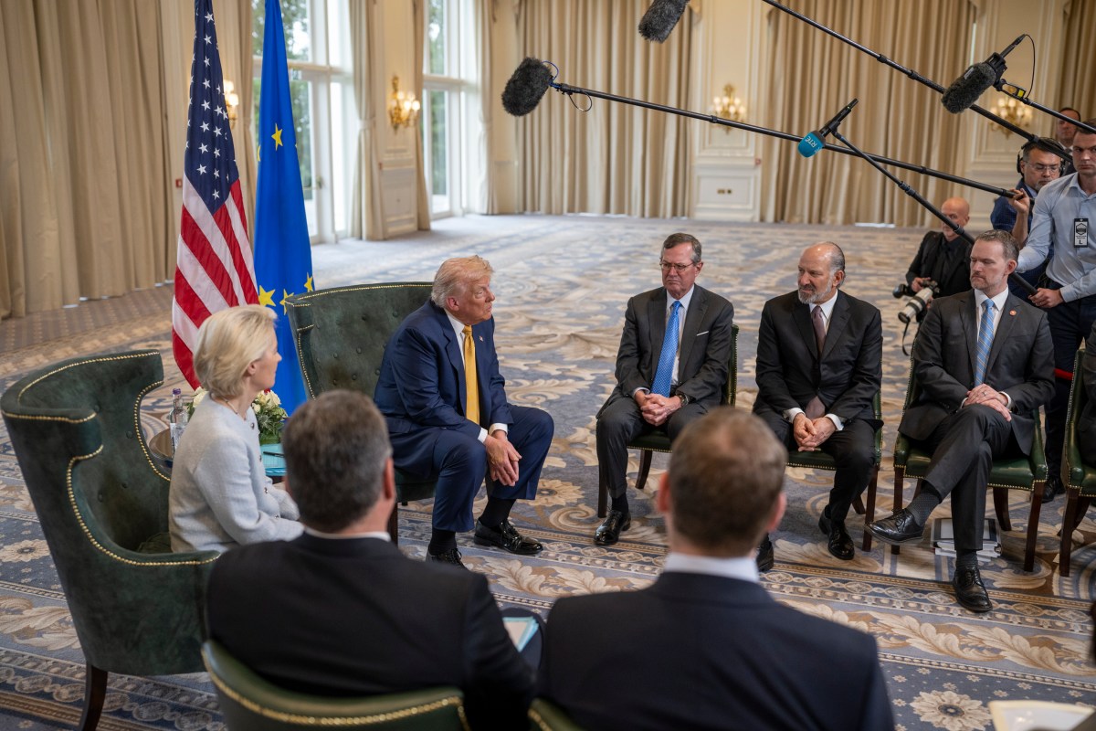 President Donald J. Trump participates in a Bilateral with the President of the European
Commission Ursula von der Leyen at the Trump Turnberry golf course in Turnberry, Scotland, Friday, July 27, 2025. (Official White House Photo by Daniel Torok)