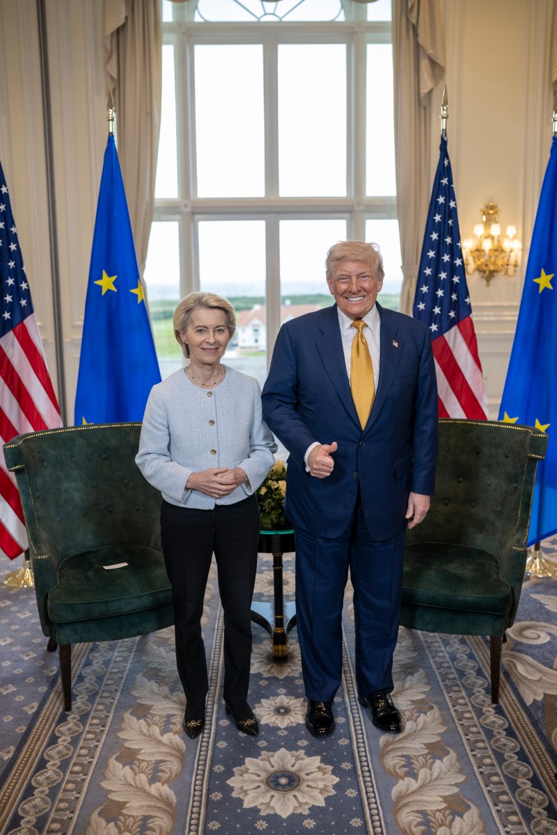 President Donald J. Trump participates in a Bilateral with the President of the European
Commission Ursula von der Leyen at the Trump Turnberry golf course in Turnberry, Scotland, Friday, July 27, 2025. (Official White House Photo by Daniel Torok)