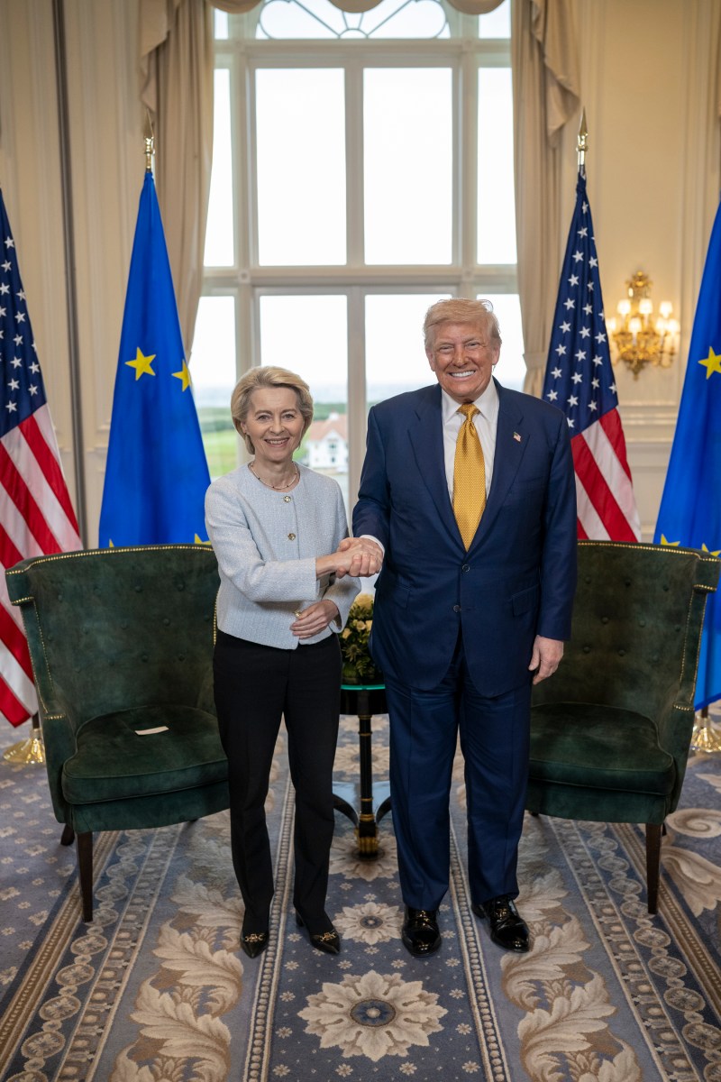 President Donald J. Trump participates in a Bilateral with the President of the European
Commission Ursula von der Leyen at the Trump Turnberry golf course in Turnberry, Scotland, Friday, July 27, 2025. (Official White House Photo by Daniel Torok)