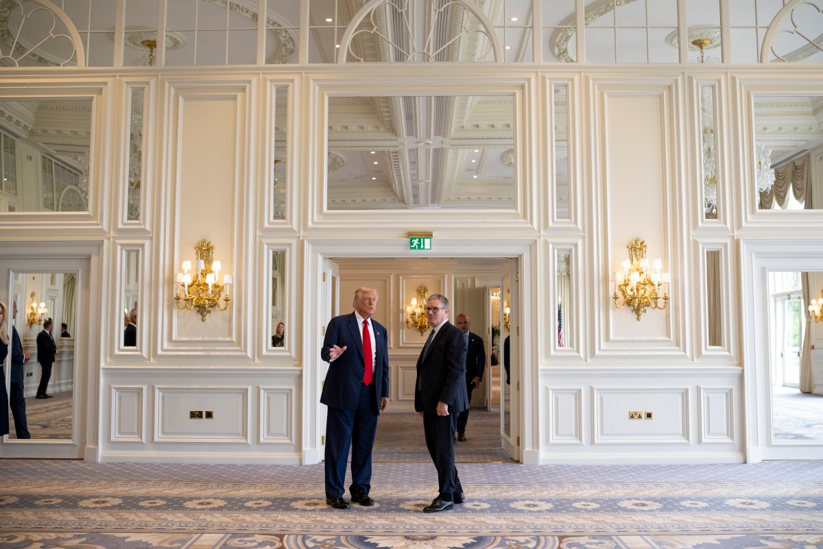 President Donald Trump participates in a one-on-one meeting with U.K. Prime Minister Keir Starmer, Monday, July 28, 2025, at the Trump Turnberry golf course in Turnberry, Scotland. (Official White House Photo by Daniel Torok)