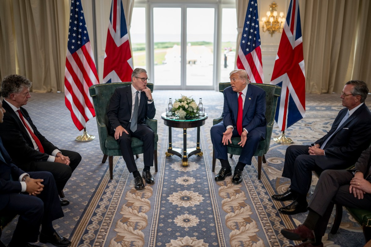 President Donald Trump participates in a bilateral meeting with U.K. Prime Minister Keir Starmer, Monday, July 28, 2025, at the Trump Turnberry golf course in Turnberry, Scotland. (Official White House Photo by Daniel Torok)