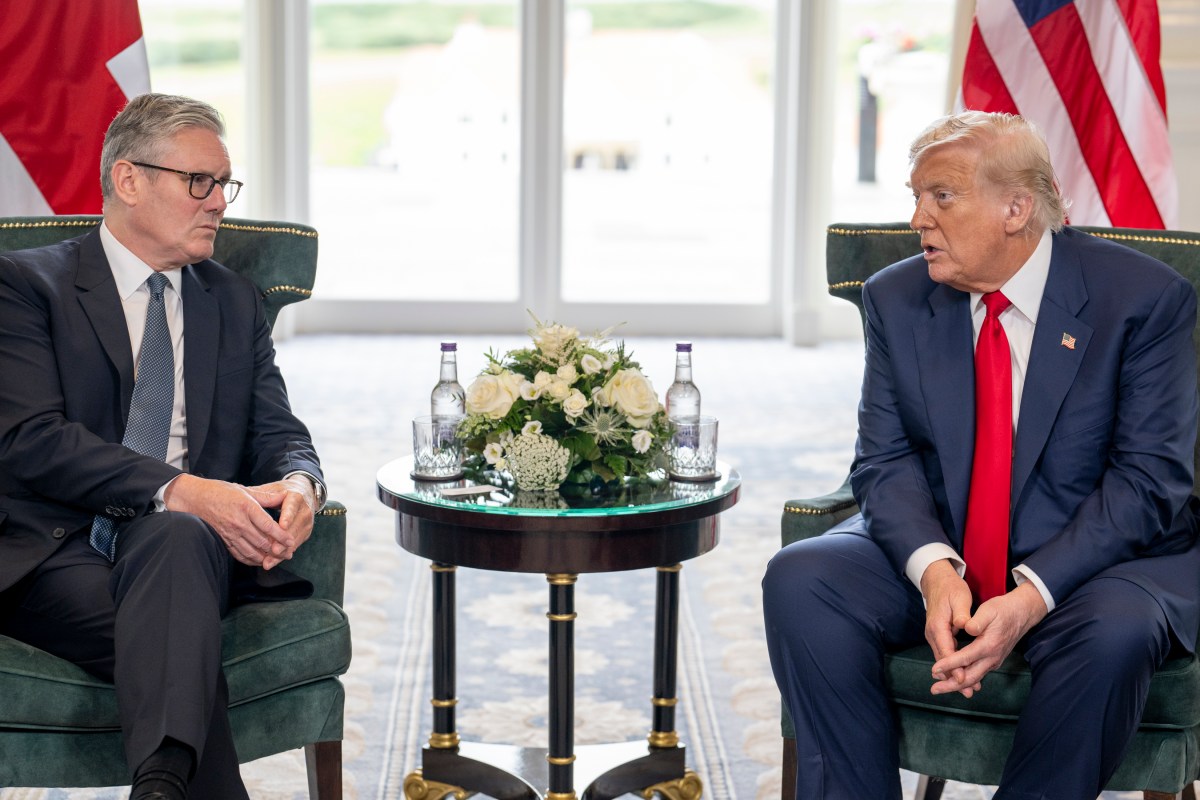 President Donald Trump participates in a bilateral meeting with U.K. Prime Minister Keir Starmer, Monday, July 28, 2025, at the Trump Turnberry golf course in Turnberry, Scotland. (Official White House Photo by Daniel Torok)