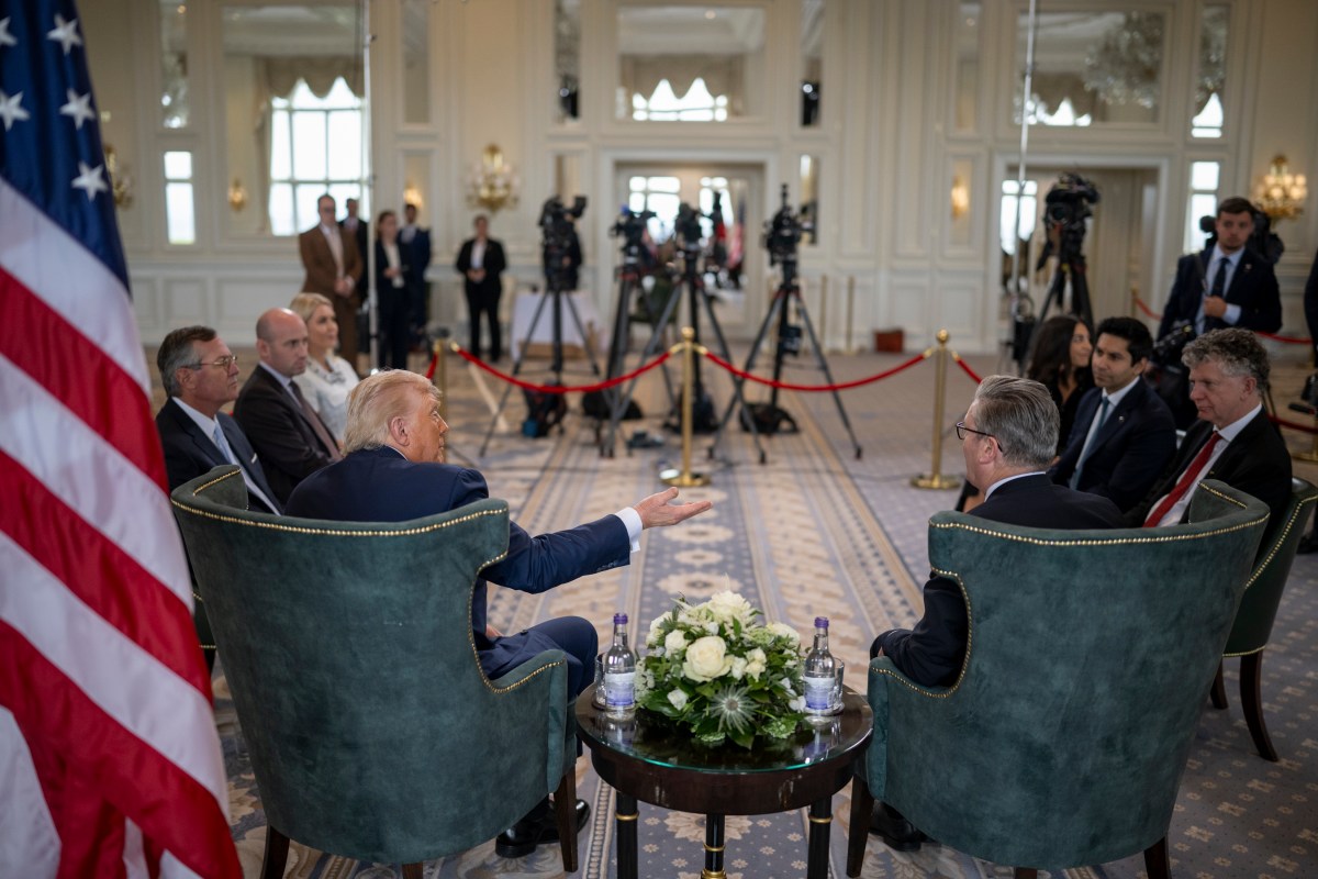 President Donald Trump participates in a bilateral meeting with U.K. Prime Minister Keir Starmer, Monday, July 28, 2025, at the Trump Turnberry golf course in Turnberry, Scotland. (Official White House Photo by Daniel Torok)
