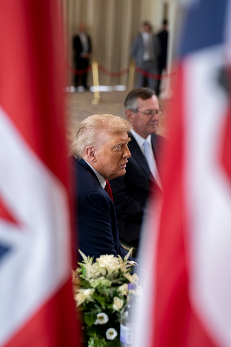 President Donald Trump participates in a bilateral meeting with U.K. Prime Minister Keir Starmer, Monday, July 28, 2025, at the Trump Turnberry golf course in Turnberry, Scotland. (Official White House Photo by Daniel Torok)