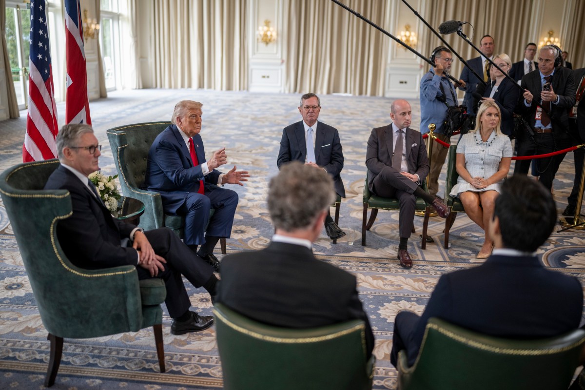 President Donald Trump participates in a bilateral meeting with U.K. Prime Minister Keir Starmer, Monday, July 28, 2025, at the Trump Turnberry golf course in Turnberry, Scotland. (Official White House Photo by Daniel Torok)