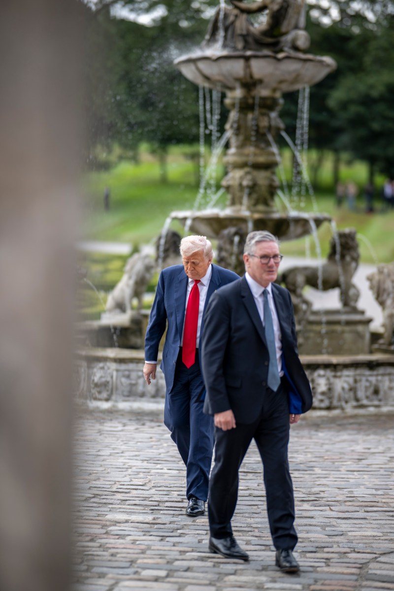 President Donald Trump poses for a photo with U.K. Prime Minister Keir Starmer at Trump International Scotland in Aberdeen, Monday, July 28, 2025. (Official White House Photo by Daniel Torok)