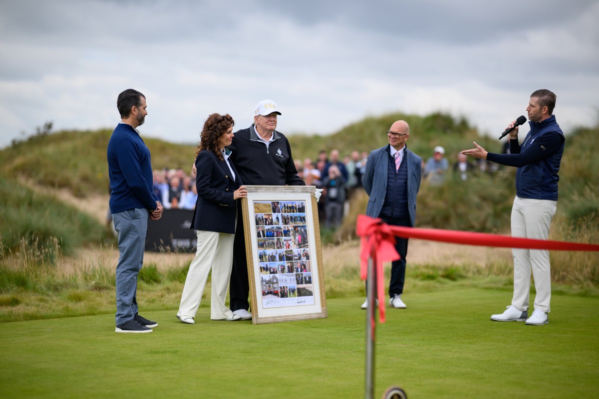 President Donald Trump participates in the grand opening ceremony of Trump International Golf Links Aberdeen, Tuesday, July 29, 2025, in Aberdeen, Scotland. (Official White House Photo by Daniel Torok)