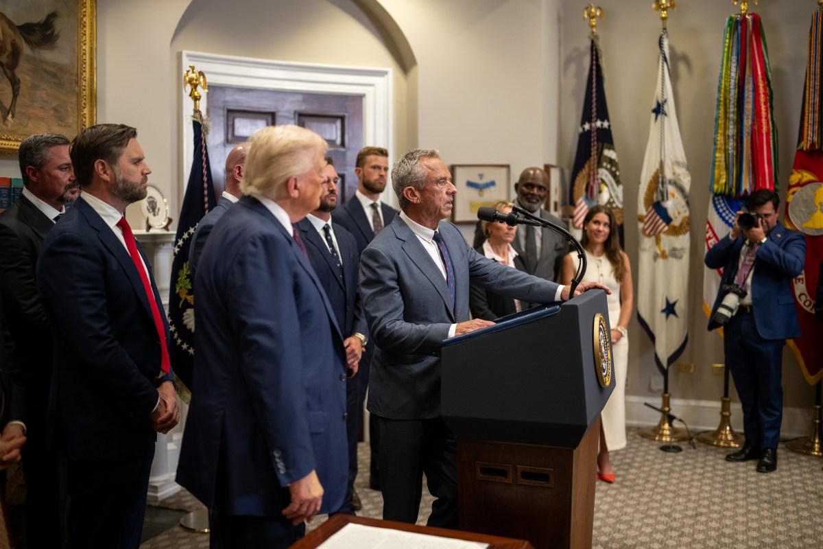 Secretary of Health and Human Services Robert Kennedy Jr. delivers remarks at a Sports Council announcement event, Thursday, July 31, 2025, in the Roosevelt Room of the White House. (Official White House Photo by Daniel Torok)
