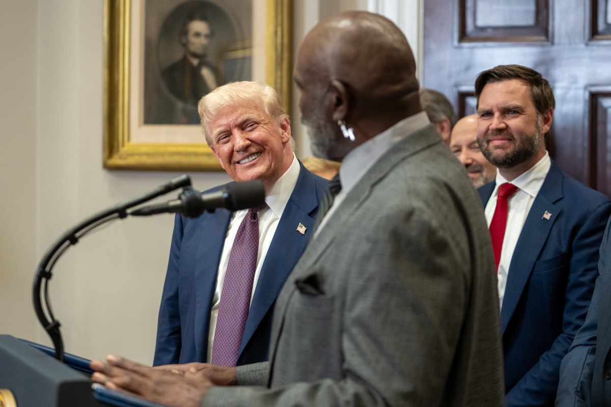 Laurence Taylor gives remarks at a Sports Council announcement, Thursday, July 31, 2025, in the Roosevelt Room of the White House. (White House Intern Photo by Julian Casciano)