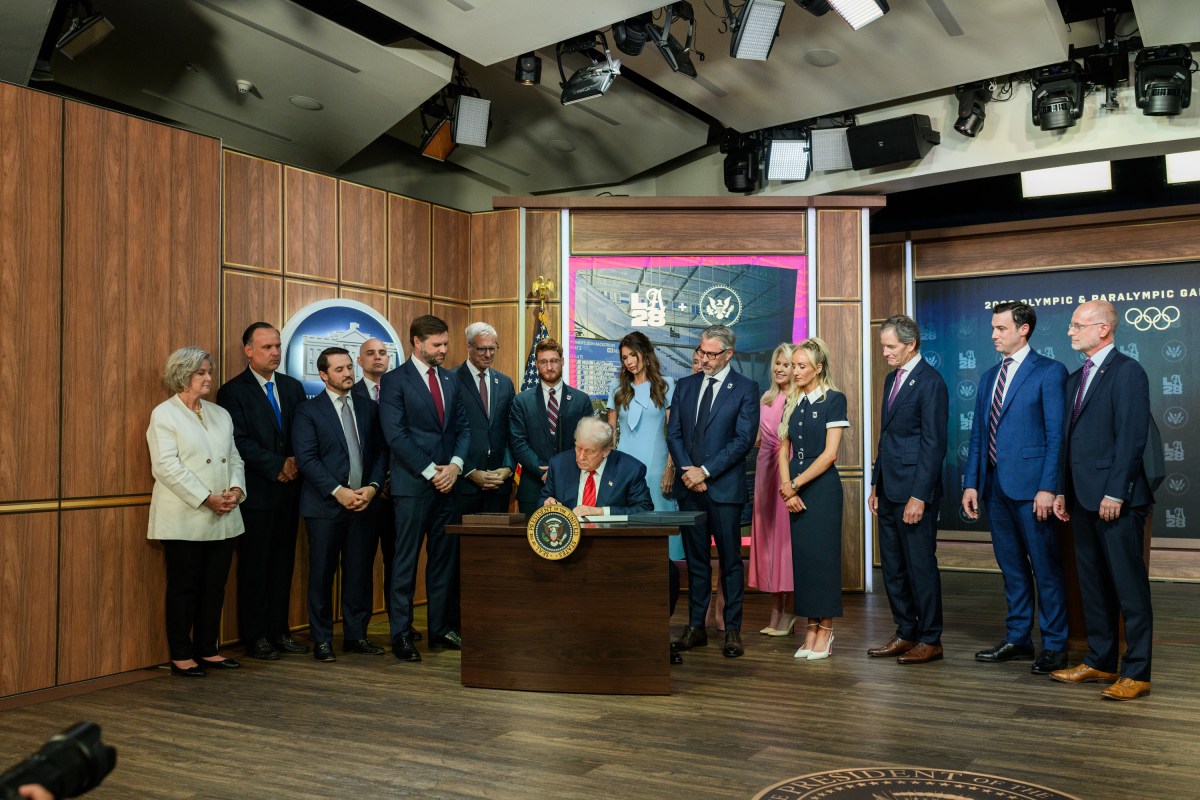 President Donald Trump delivers remarks before signing an executive order creating a task force for the 2028 Los Angeles Olympics, Tuesday, August 5, 2025, in the South Court Auditorium of the Eisenhower Executive Office Building at the White House. (Official White House Photo by Joyce N. Boghosian)