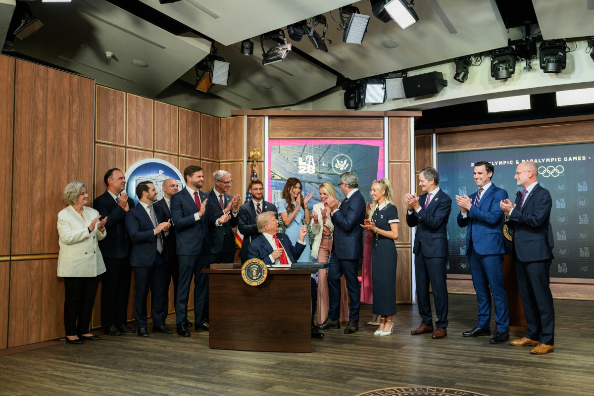 President Donald Trump delivers remarks before signing an executive order creating a task force for the 2028 Los Angeles Olympics, Tuesday, August 5, 2025, in the South Court Auditorium of the Eisenhower Executive Office Building at the White House. (Official White House Photo by Joyce N. Boghosian)