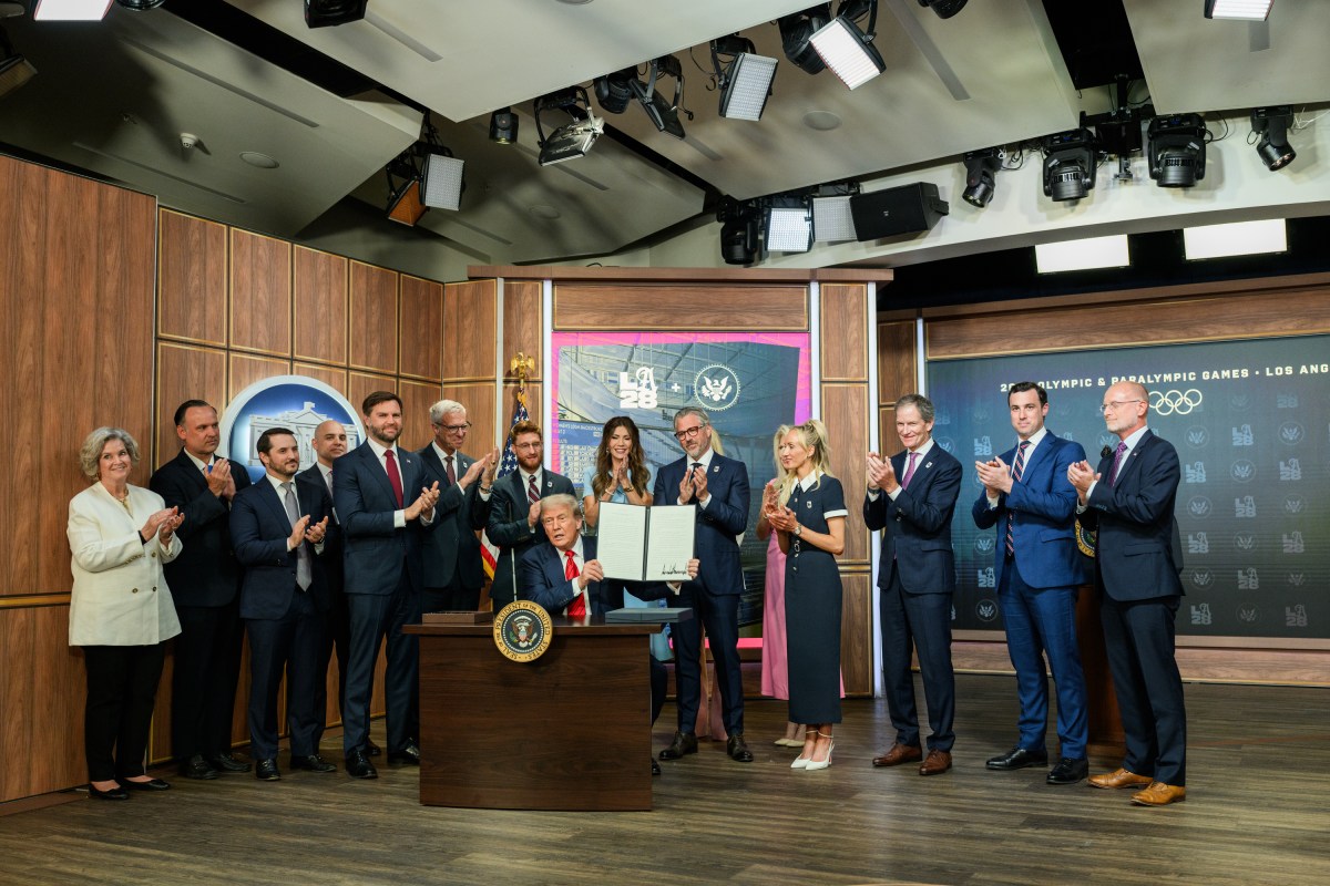 President Donald Trump delivers remarks before signing an executive order creating a task force for the 2028 Los Angeles Olympics, Tuesday, August 5, 2025, in the South Court Auditorium of the Eisenhower Executive Office Building at the White House. (Official White House Photo by Joyce N. Boghosian)