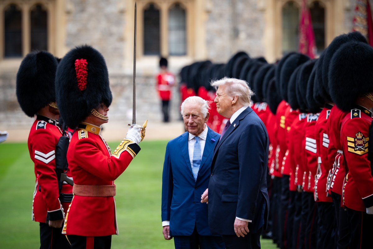 President Donald Trump and First Lady Melania Trump are greeted by King Charles III, Queen Camilla, and the Prince and Princess of Wales, William and Katherine, during a ceremonial greeting and troop inspection at Windsor Castle in Windsor, England on Wednesday, September 17, 2025. (Official White House Photo by Andrea Hanks)