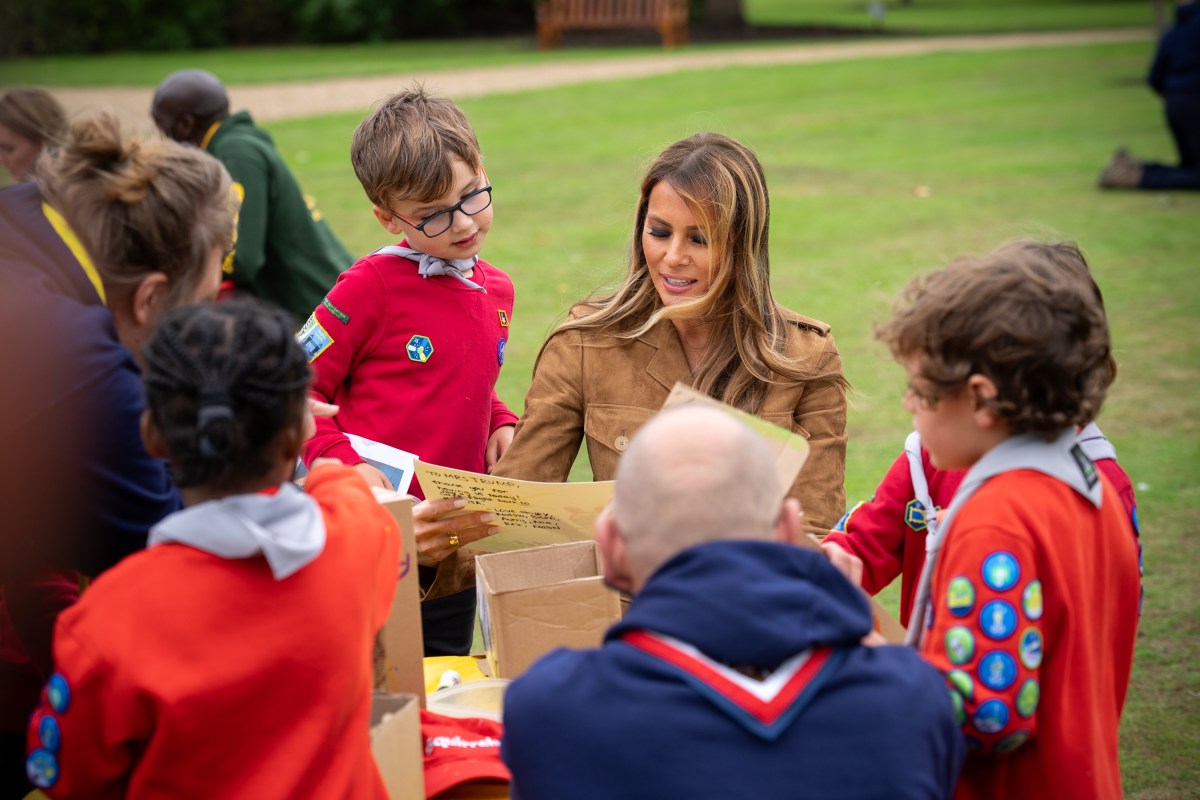 First Lady Melania Trump and the Princess of Wales meet members of the Scouts’ Squirrels programme on the grounds of Frogmore Cottage, Thursday, September 18, 2025. (Official White House Photo by Andrea Hanks)